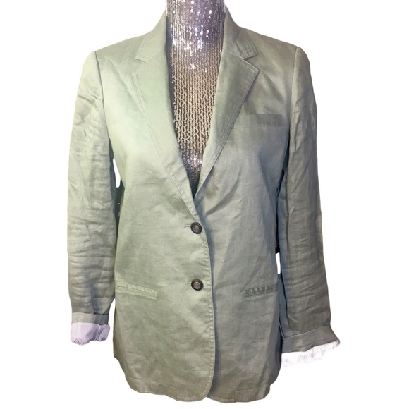 J. Crew Factory Women's Linen Lined Blazer Jacket C2364 in Sage Green Size 4 - Picture 1 of 6